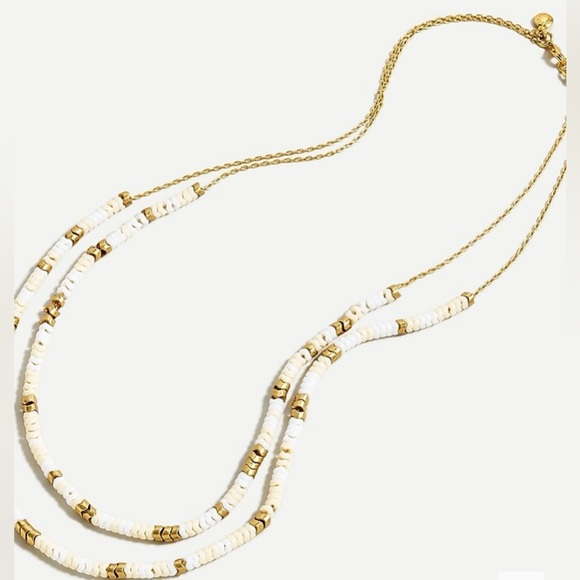Two J.Crew Layered Chevron Bead Necklaces | 2 for 1!!! | White Blue Gold - Picture 11 of 11